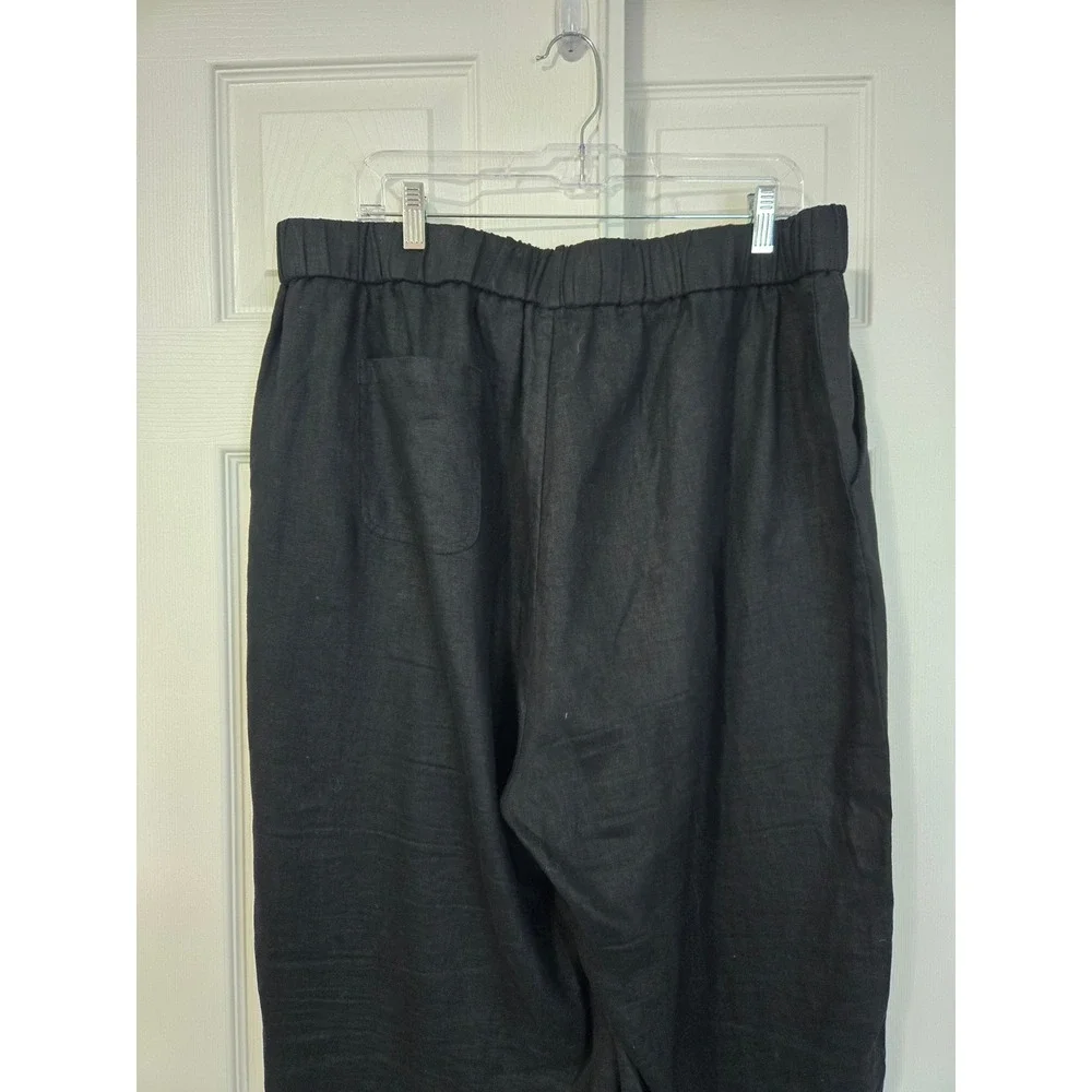Quince Black 100% Linen Wide Leg Elastic Waist Pants Plus Size 2X Relaxed Fit